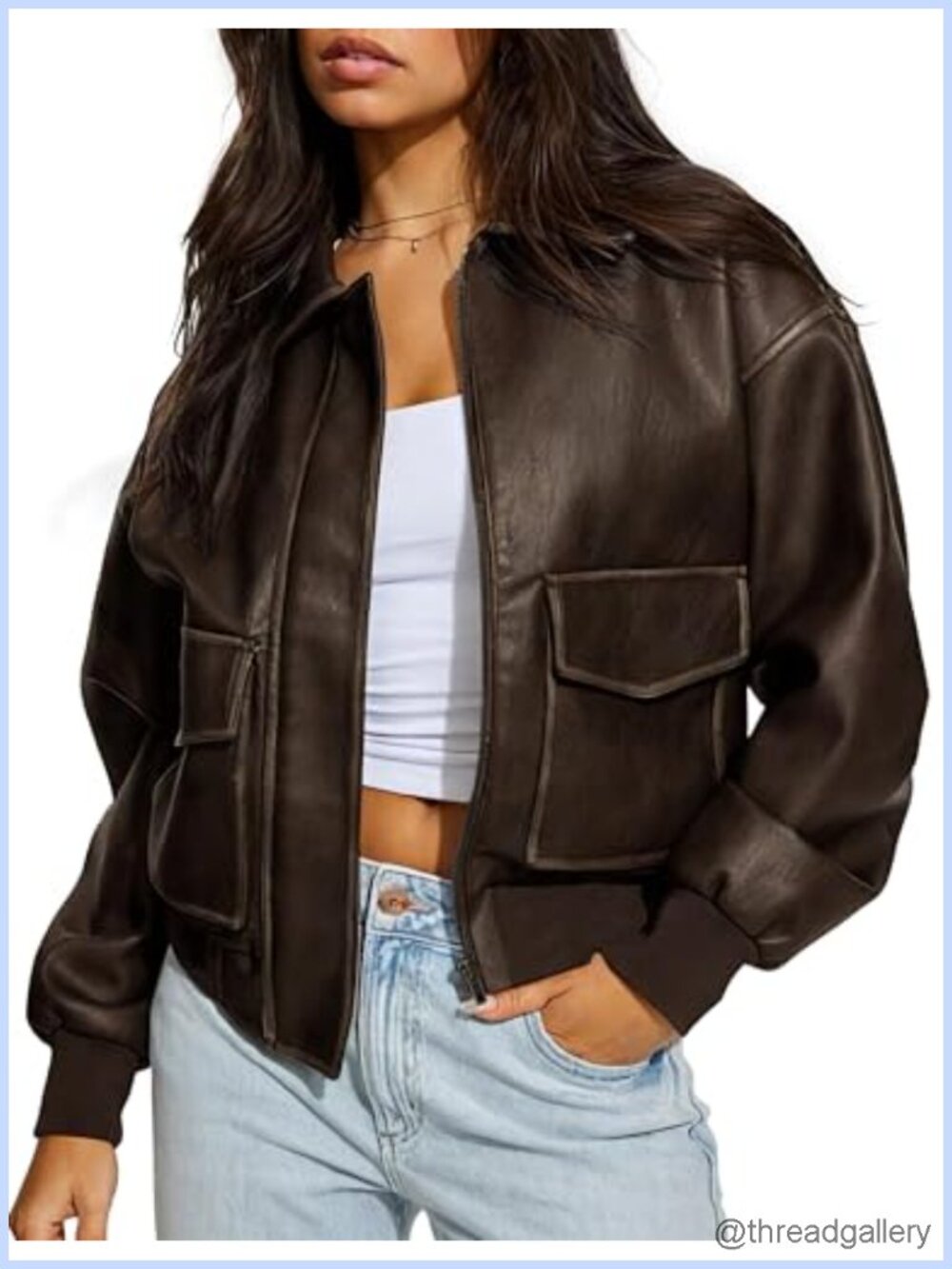 Women's Oversized Faux Leather Motorcycle Bomber Jacket
